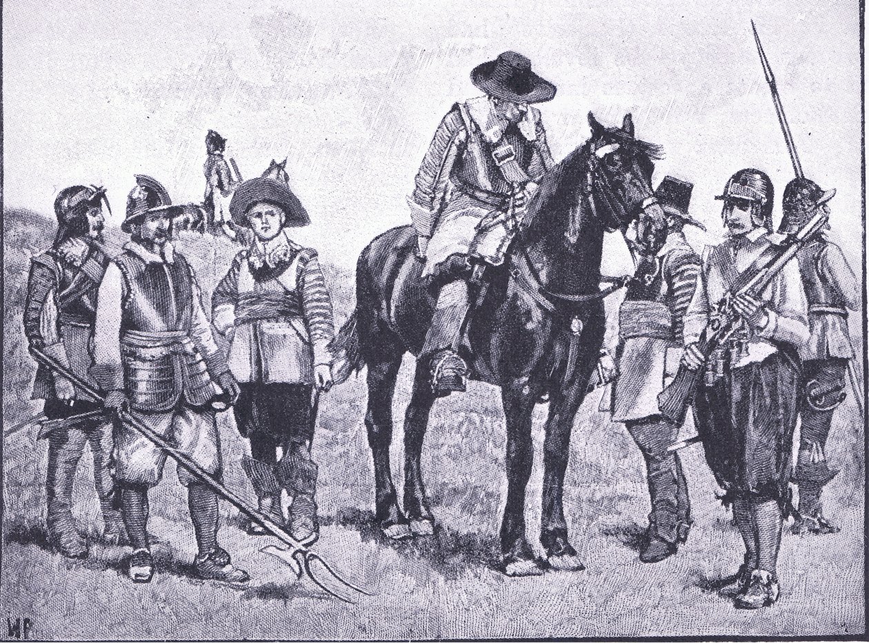 Cromwellian Soldiery的类型，来自Cassells出版的英国人的历史，由Waverley Book Company Limited出版，c.1940 作者 沃尔特·佩吉特