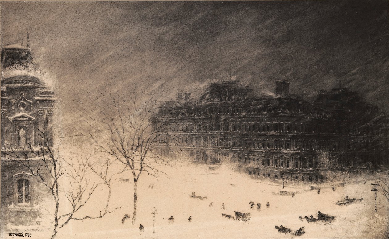 1899 年暴风雪期间第 17 街与西北宾夕法尼亚大道交汇处 作者 沃尔特·巴黎