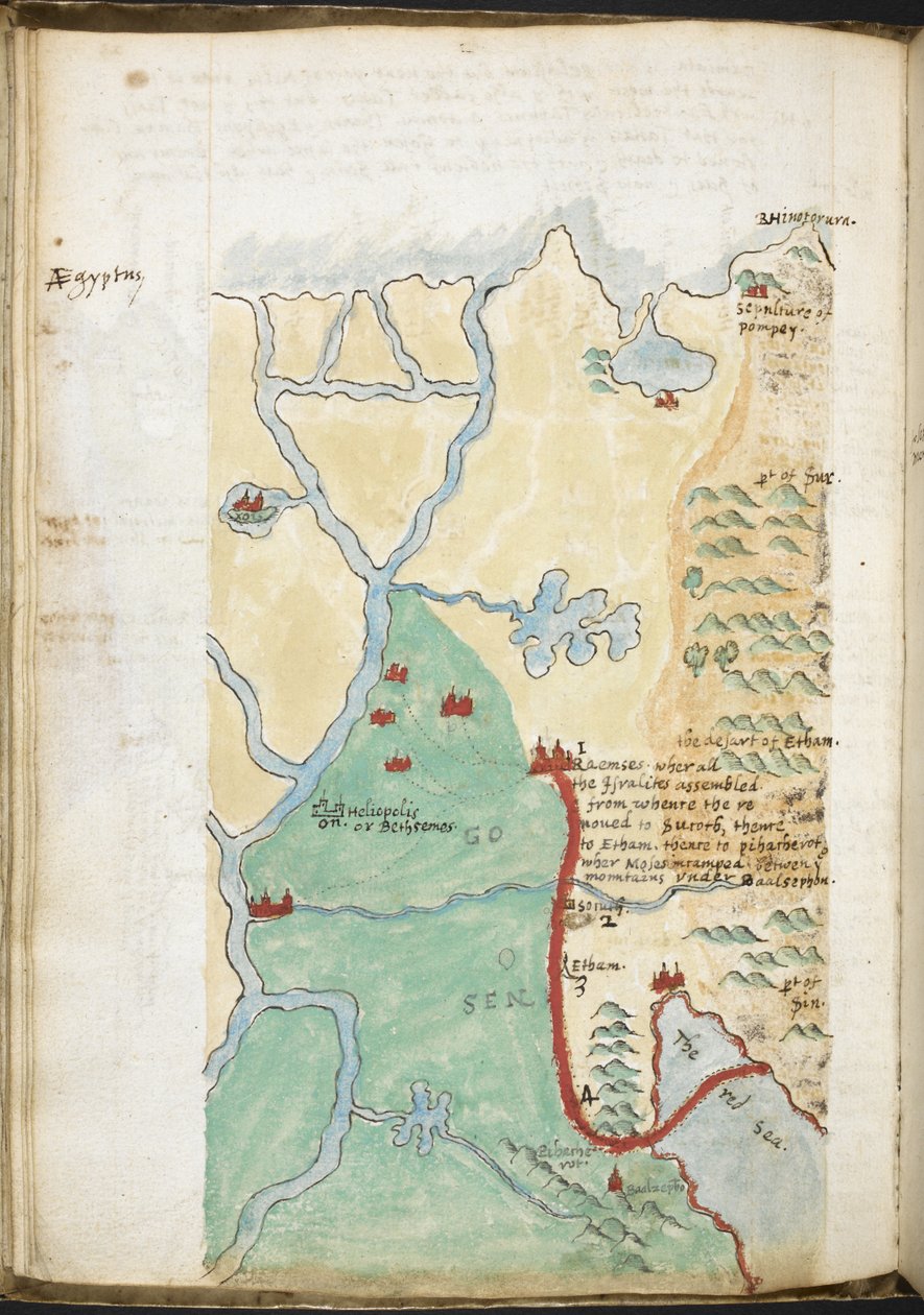 MS 57555，f.23v，北非地图，摘自一本包含历史地名录、图书馆清单等内容的笔记本；约 1606-08 年（纸面水彩画） 作者 沃尔特·罗利