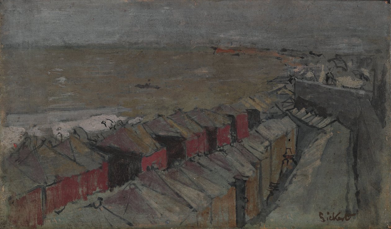 浴场，迪耶普，约1890年（油画板）。 作者 沃尔特·理查德·西克特