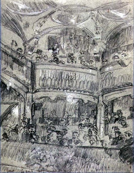 La Gaite Montparnasse, c.1907 (纸上粉笔画) 作者 沃尔特·理查德·西克特