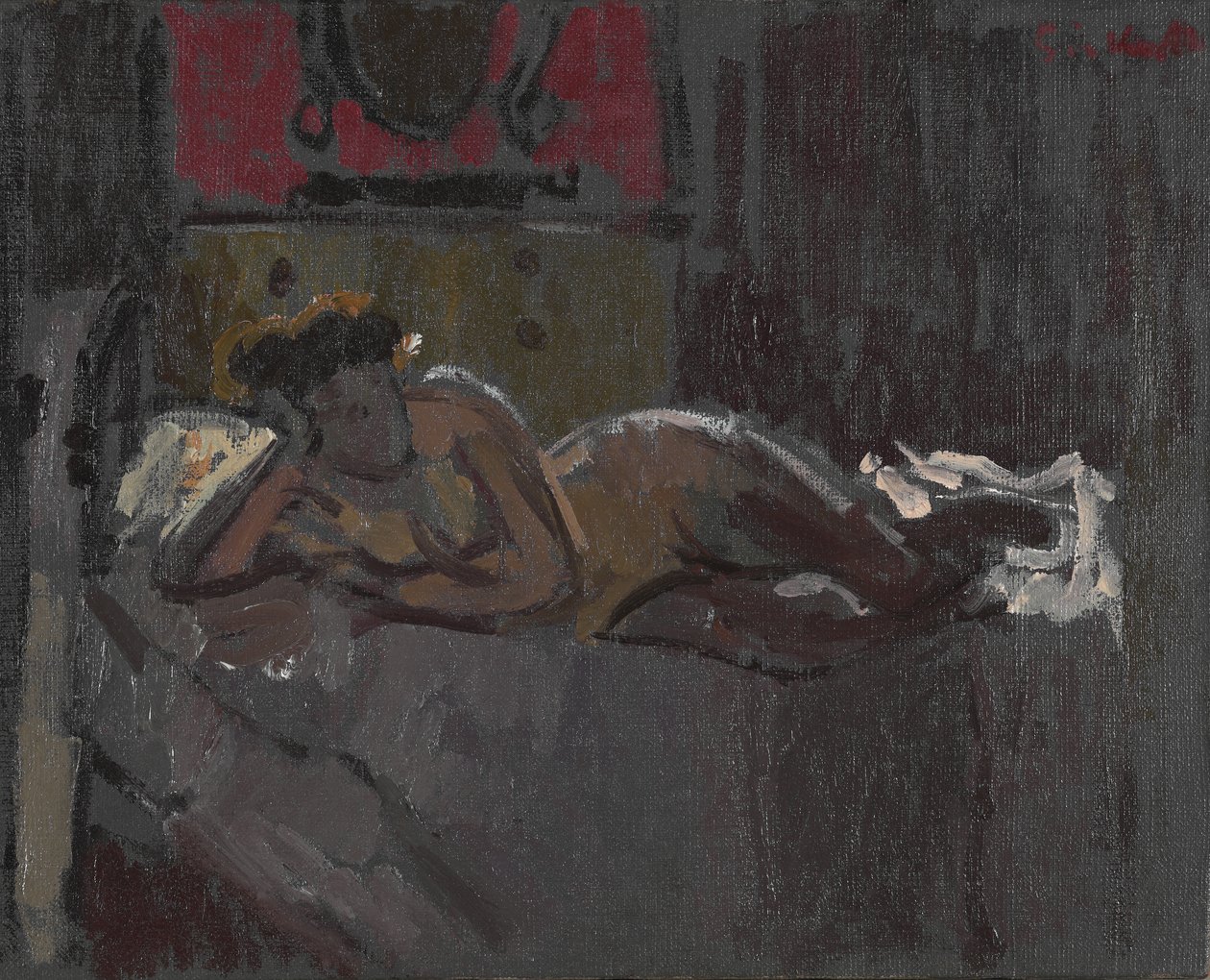斜倚裸体，莫宁顿新月，1905年 作者 沃尔特·理查德·西克特