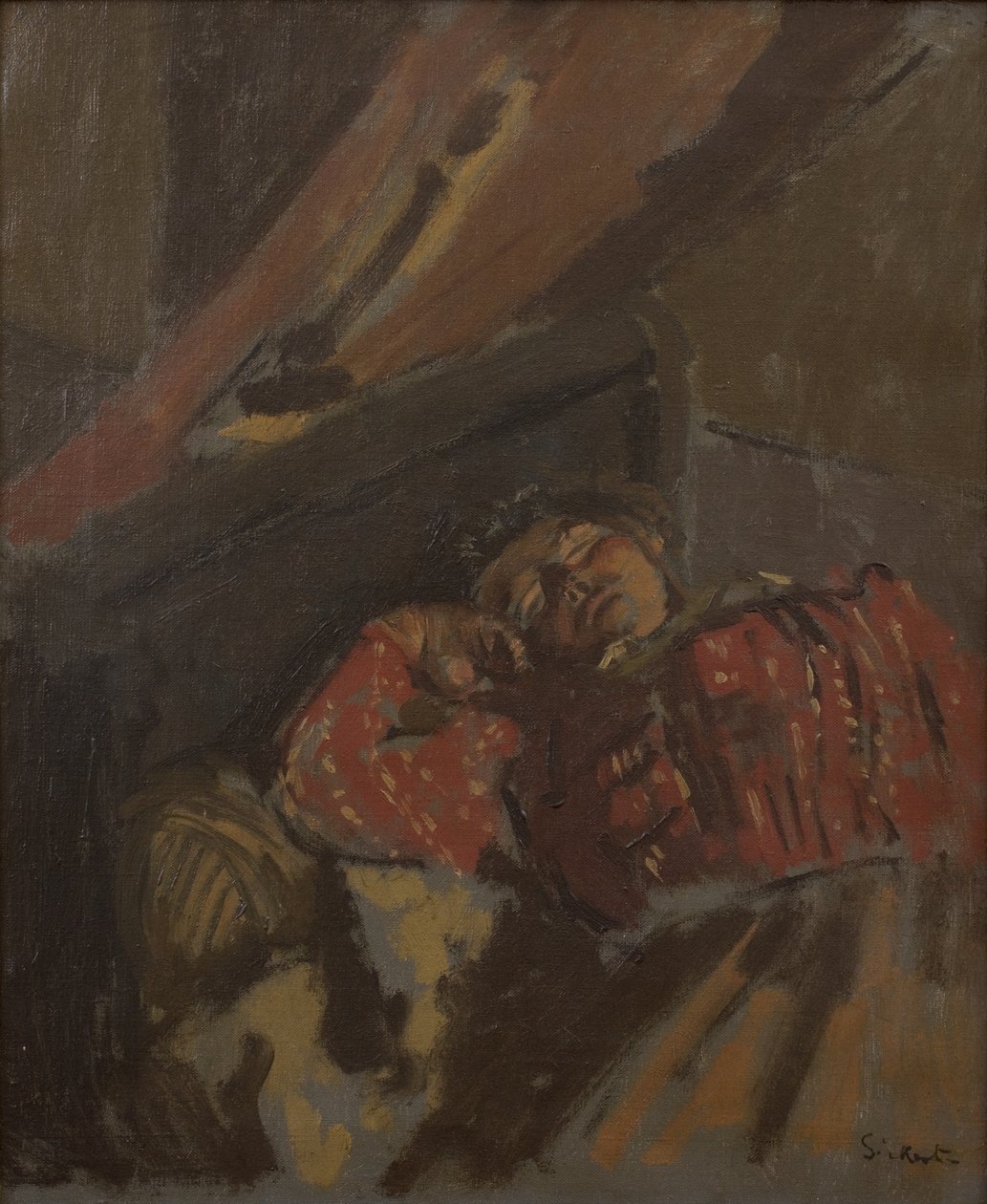 红色花纹上衣，约 1907 年（布面油画） 作者 沃尔特·理查德·西克特