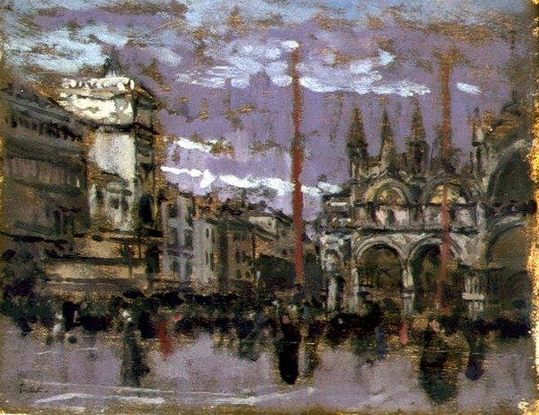 威尼斯圣马可教堂，约1901-02（油画板）。 作者 沃尔特·理查德·西克特