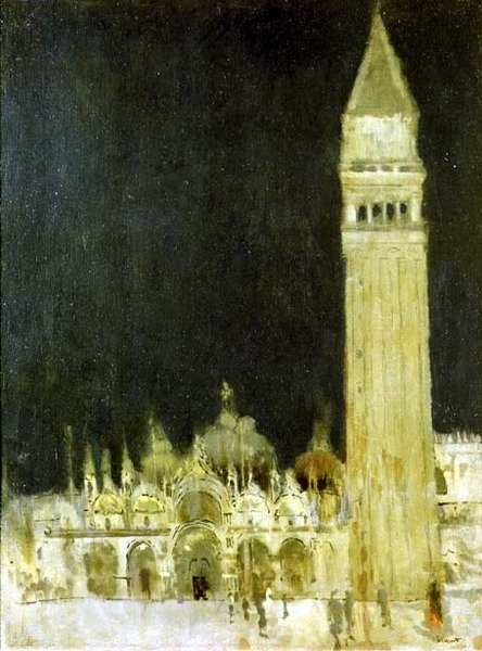 威尼斯坎帕尼，约1896-97（布面油画） 作者 沃尔特·理查德·西克特