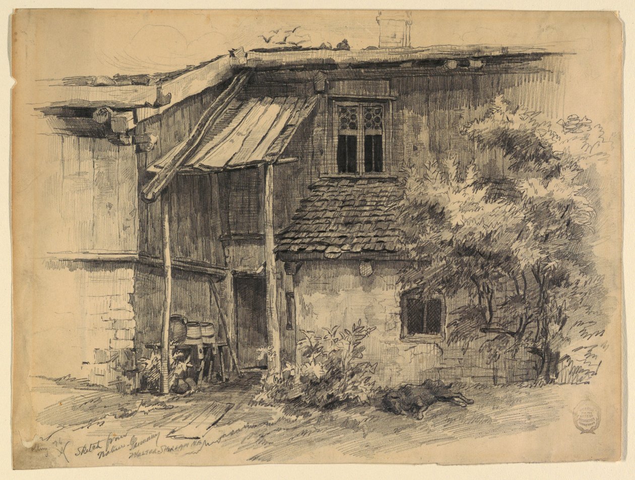 巴伐利亚州波林的住宅背面景观 作者 沃尔特·斯劳（Walter Shirlaw）