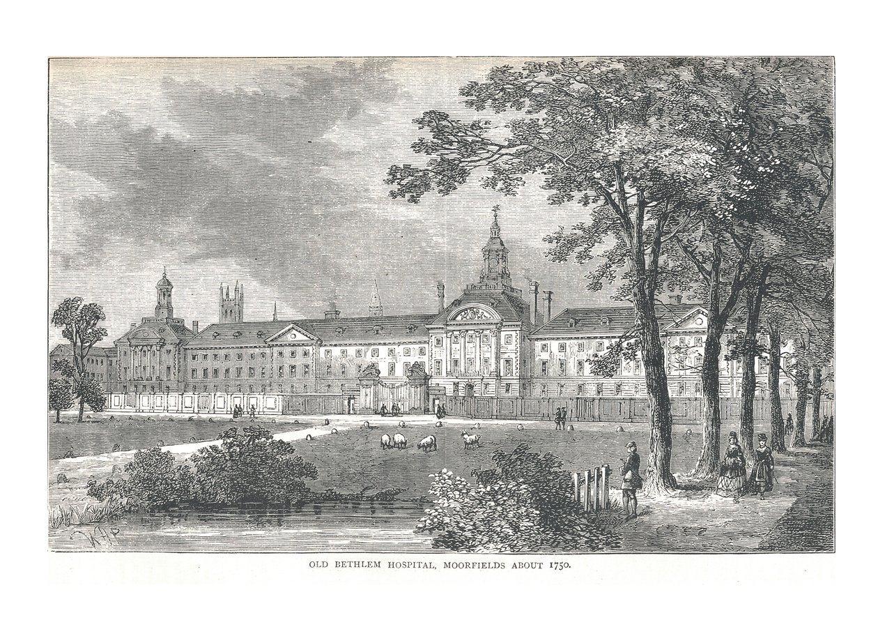老伯利姆医院。穆尔菲尔德（Moorfields）约1750年，1878年 作者 沃尔特·桑伯里