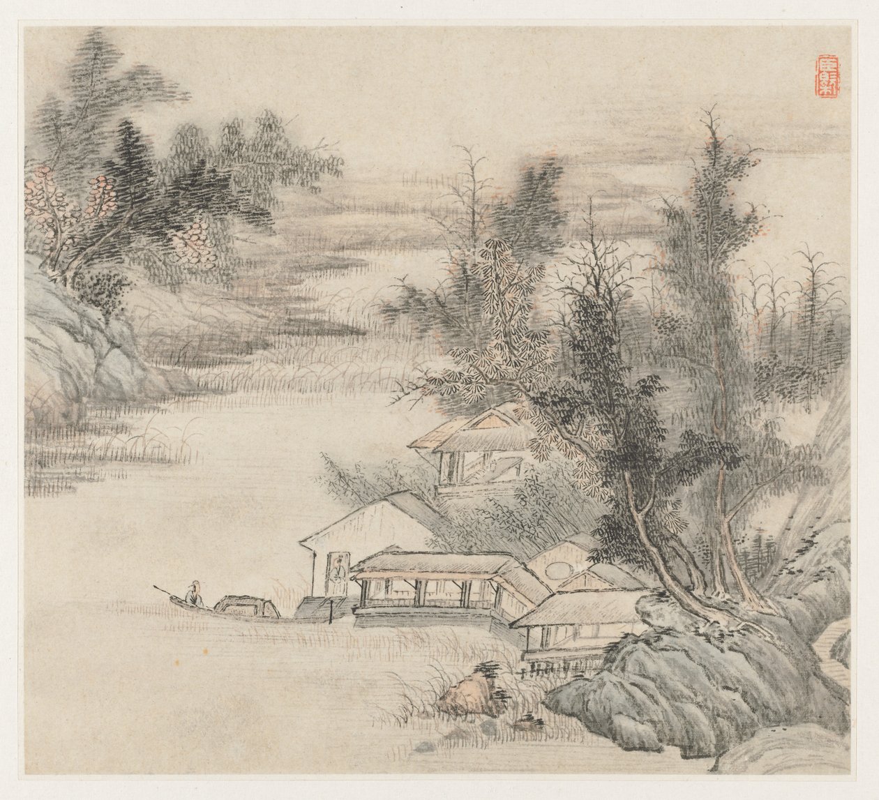 山水画集：1677年第2叶。 作者 王改