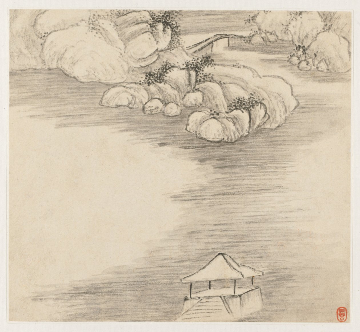 山水画集：第3叶，1677年。 作者 王改