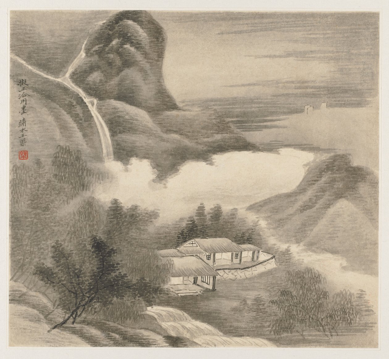 山水画集：1677年第5页。 作者 王改