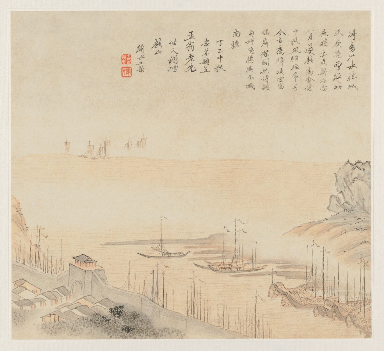 山水画集：1677年第8页。 作者 王改