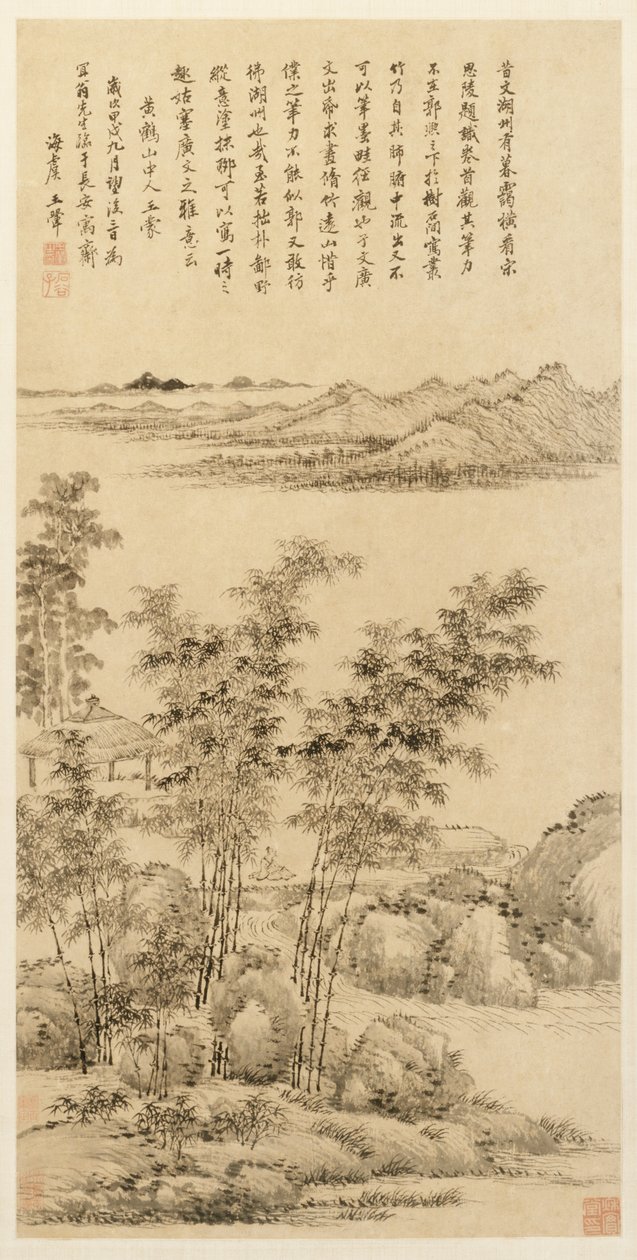 1694年望蒙后的高竹和遥远的山脉。 作者 王辉