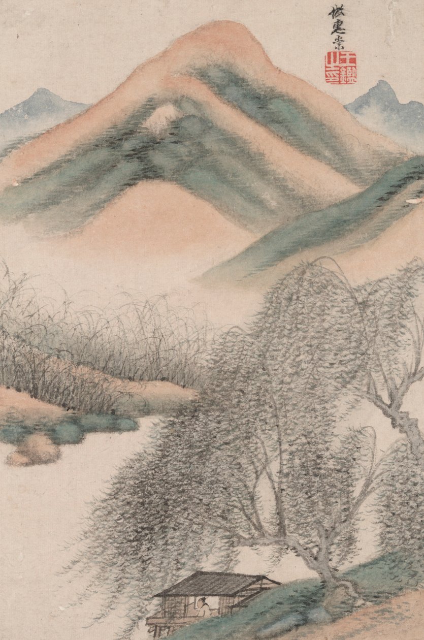 古代大师风格的山水画；许崇（965 年）山水画 作者 王健