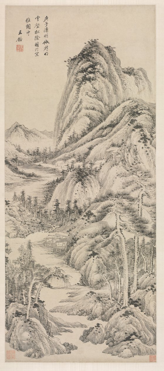 多云谷中的松树荫，1660年。 作者 王健