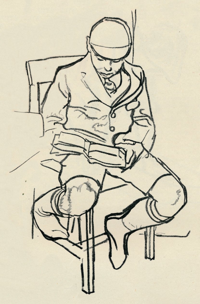 男孩读书，c1900 作者 沃里克·雷诺兹