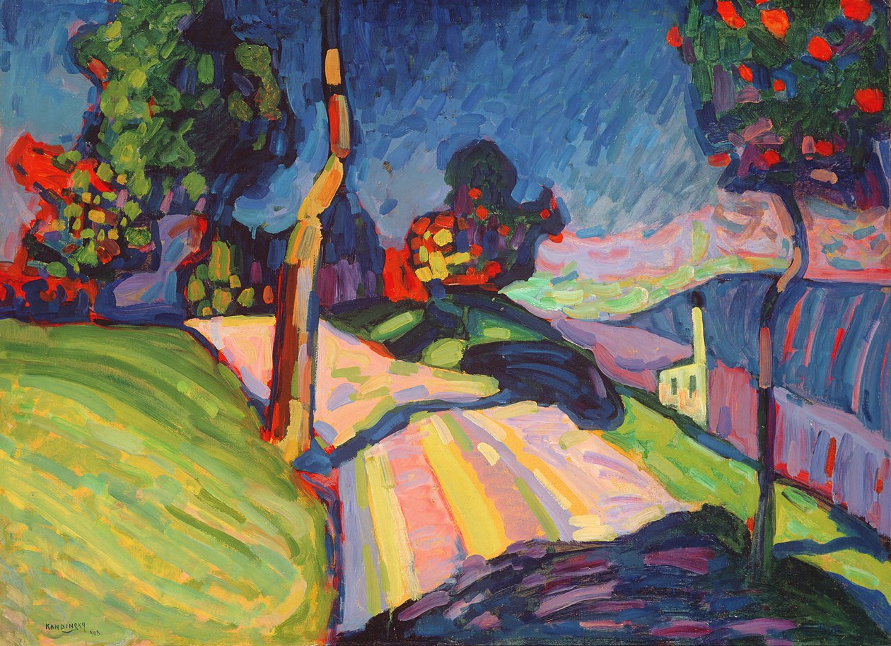 秋季景观，Murnau，1908年（组成板上的油） 作者 瓦西里·康定斯基