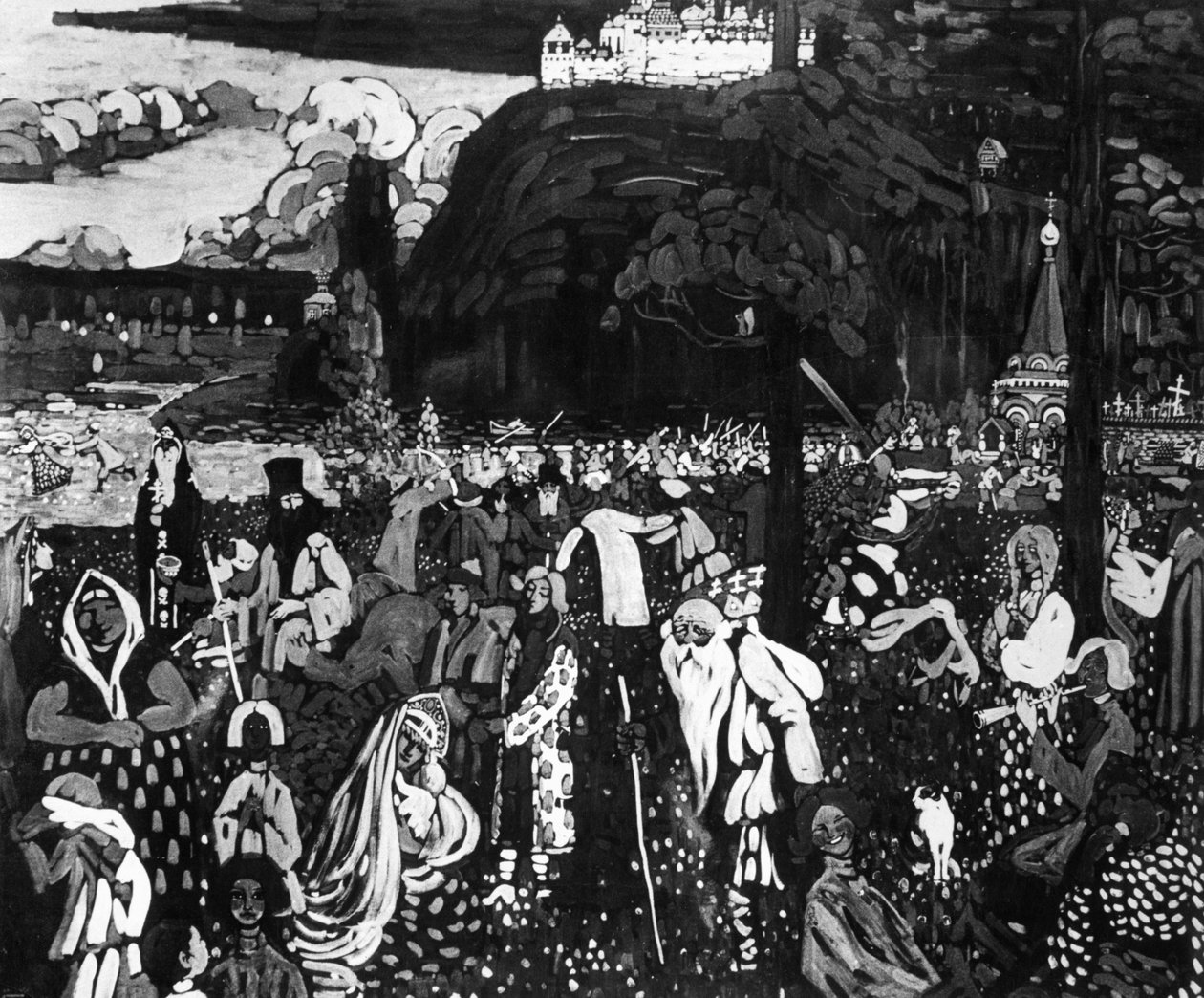 多彩生活，1907年（画布上的蛋彩画） 作者 瓦西里·康定斯基