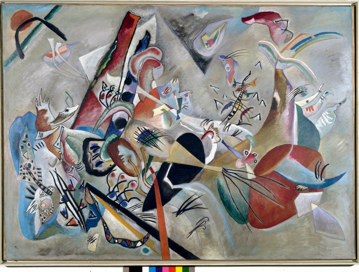表现主义：“在灰色”中由Vassily Kandinsky（或Wassily Kandinski或Kandinskij，1866-1944）绘画。 1919年私人收藏 作者 瓦西里·康定斯基