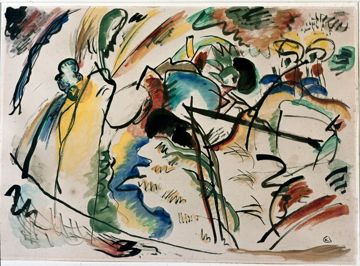 表现主义：用白色绘画研究。 Vassily Kandinsky的绘画 作者 瓦西里·康定斯基