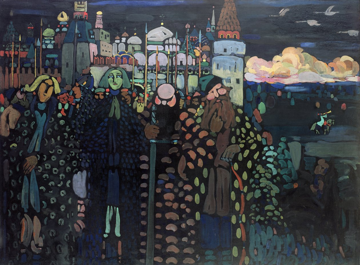 1909年上午（画布上的蛋彩画） 作者 瓦西里·康定斯基