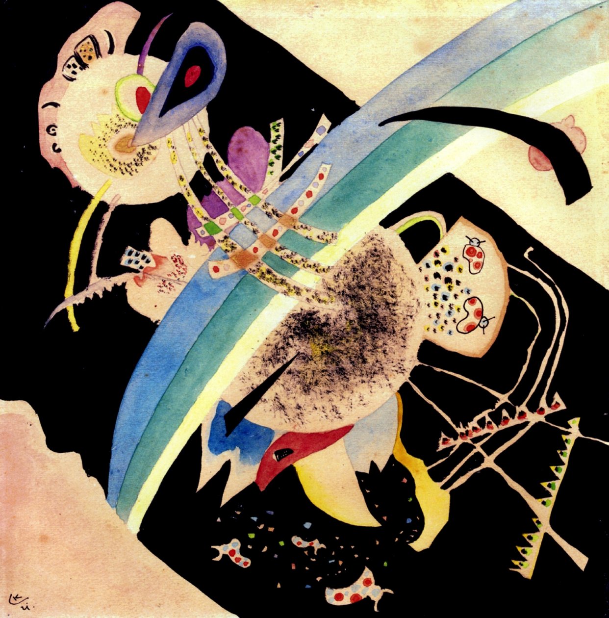 研究黑色圆圈，1921年（纸上用墨水） 作者 瓦西里·康定斯基