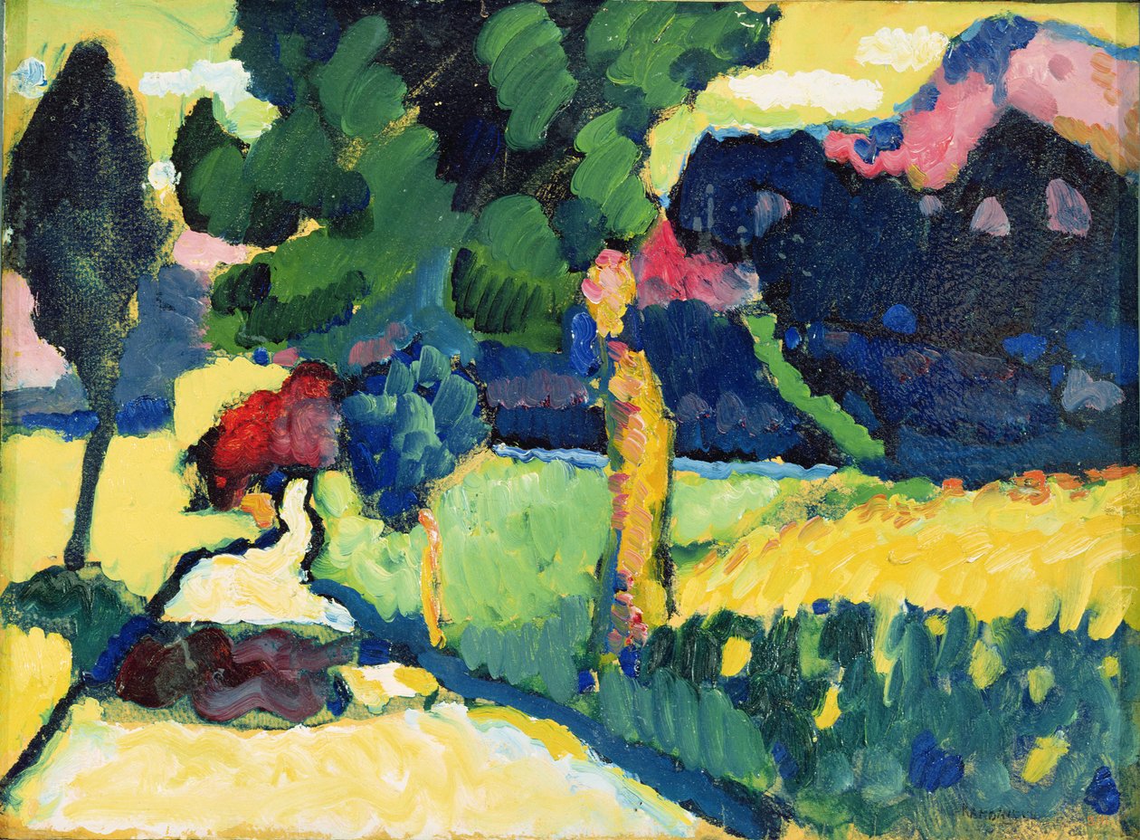 夏日风景，1909年（纸上油） 作者 瓦西里·康定斯基