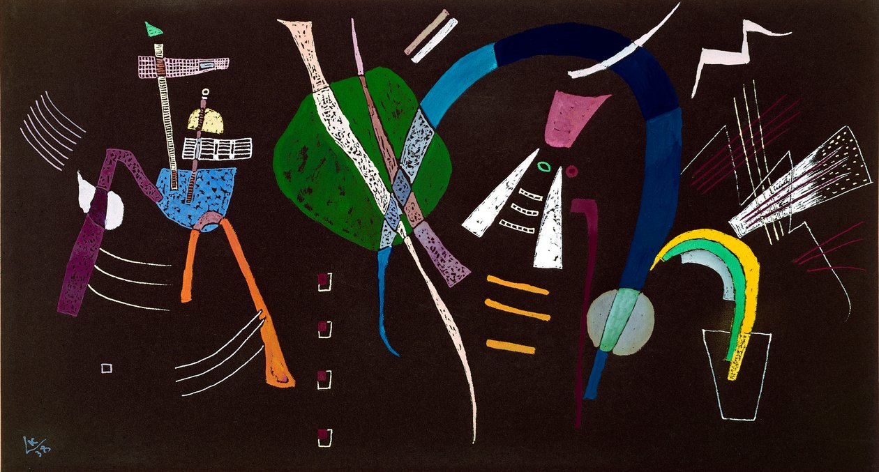蓝色弓画由Vassily Kandinsky（或Wassily Kandinski或Kandinskij，1866-1944）1938米兰私人收藏 作者 瓦西里·康定斯基