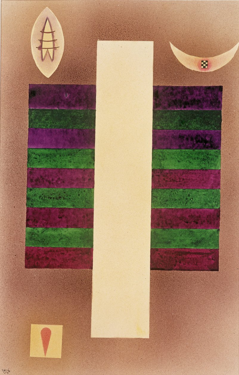 垂直，1928年（第274号）（纸上水粉和卫生纸） 作者 瓦西里·康定斯基