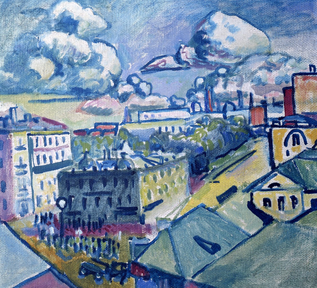 从窗口看到的莫斯科Zubovskij广场，1916年 作者 瓦西里·康定斯基