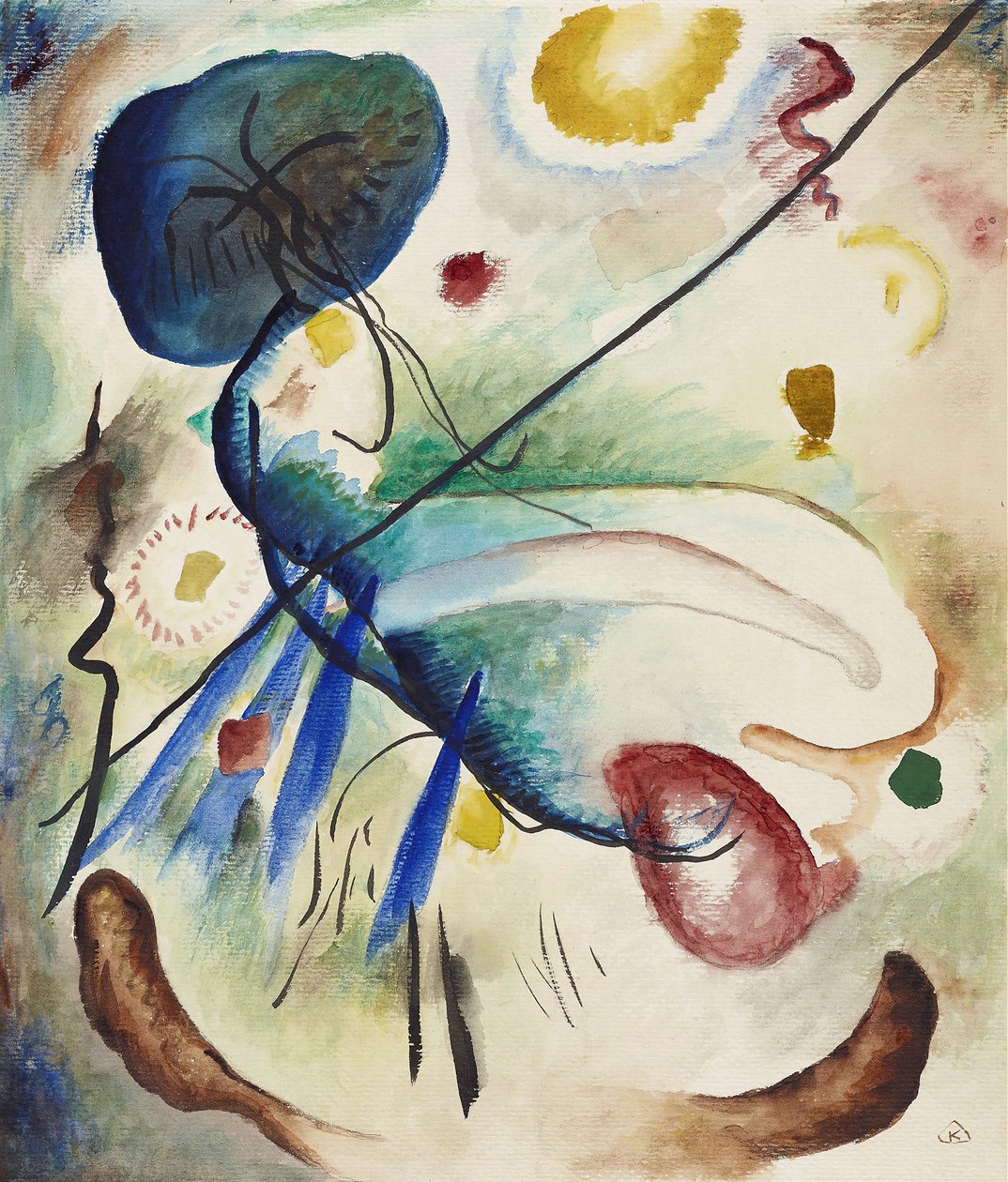 Aquarell mit Strich 有笔触的水彩，1912年。 作者 瓦西里·康定斯基
