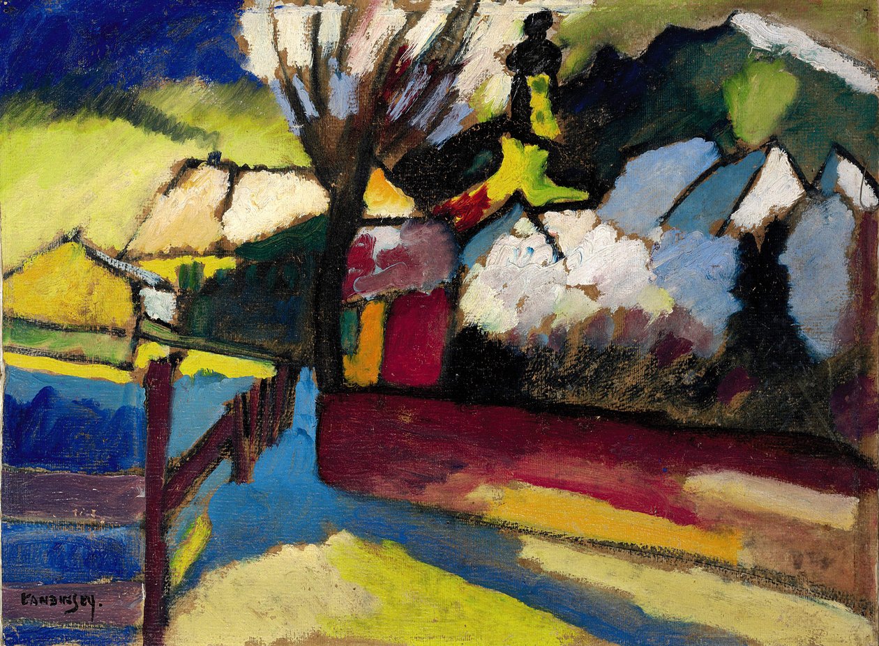 秋季景观与一棵树秋季景观与一棵树，1910年 作者 瓦西里·康定斯基