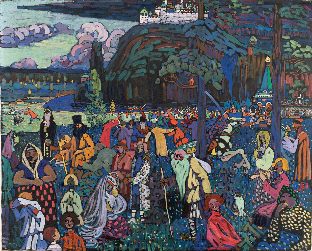 多彩生活（Motley Life）1907（画布上的蛋彩画） 作者 瓦西里·康定斯基