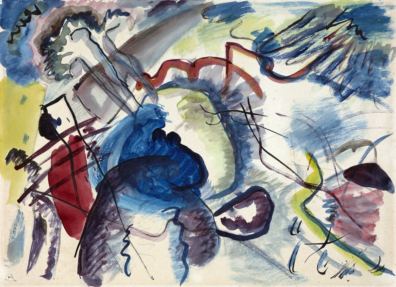 "Esquisse pour peinture a bordure blanche"（带白边框的绘画草图）Peinture de Vassily Kandinsky (ou Wassily Kandinski ou Kandinskij) 作者 瓦西里·康定斯基