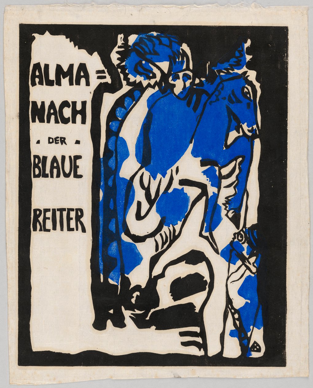 为年鉴 "Der Blaue Reiter "所作的木刻 作者 瓦西里·康定斯基