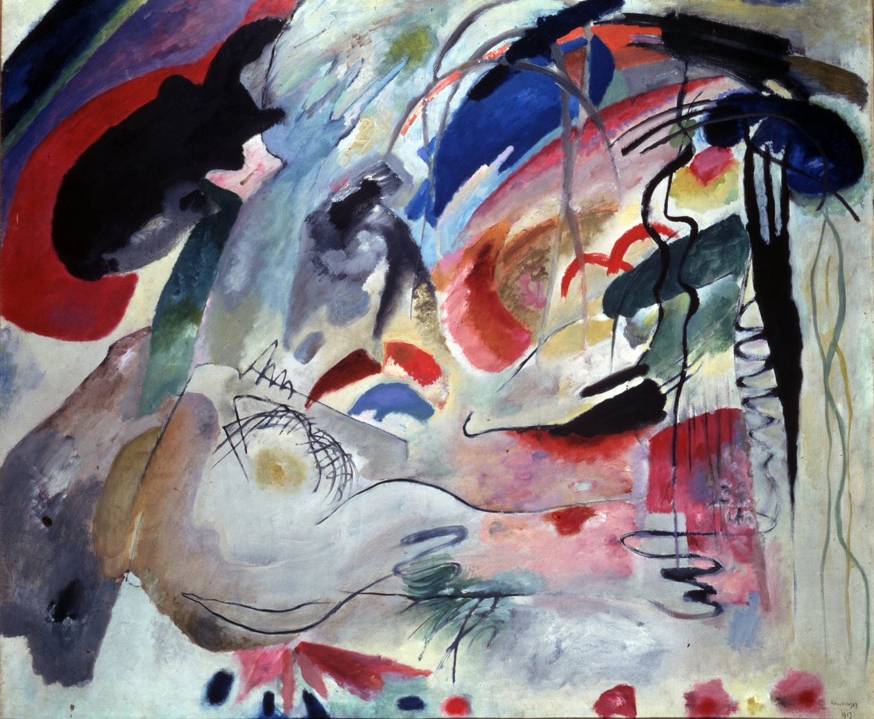 "瓦西里-康定斯基（或 Wassily Kandinski 或 Kandinskij）的绘画作品 "即兴 34 作者 瓦西里·康定斯基