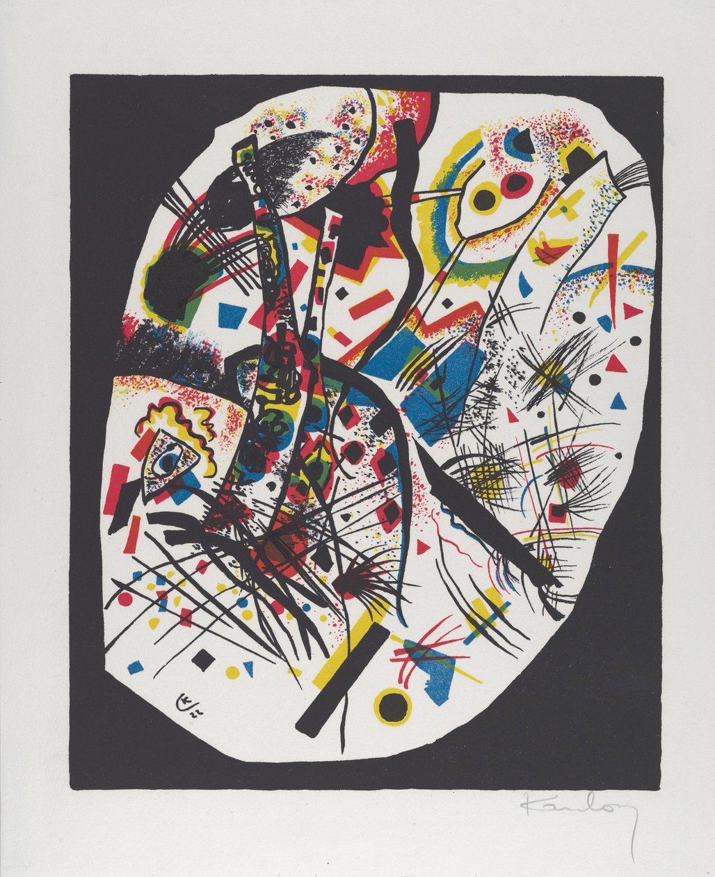 Kleine Welten III（小世界III），1922年（红色，蓝色，黄色和黑色的石版画） 作者 瓦西里·康定斯基