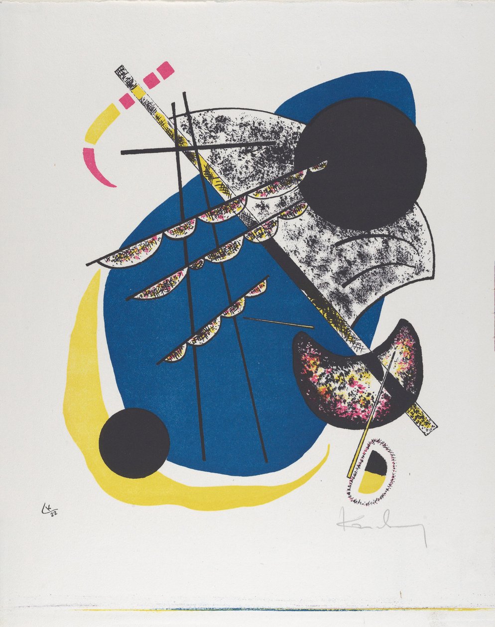 Kleine Welten II（小世界II），1922年（平版印刷为黑色，红色，蓝色，黄色） 作者 瓦西里·康定斯基