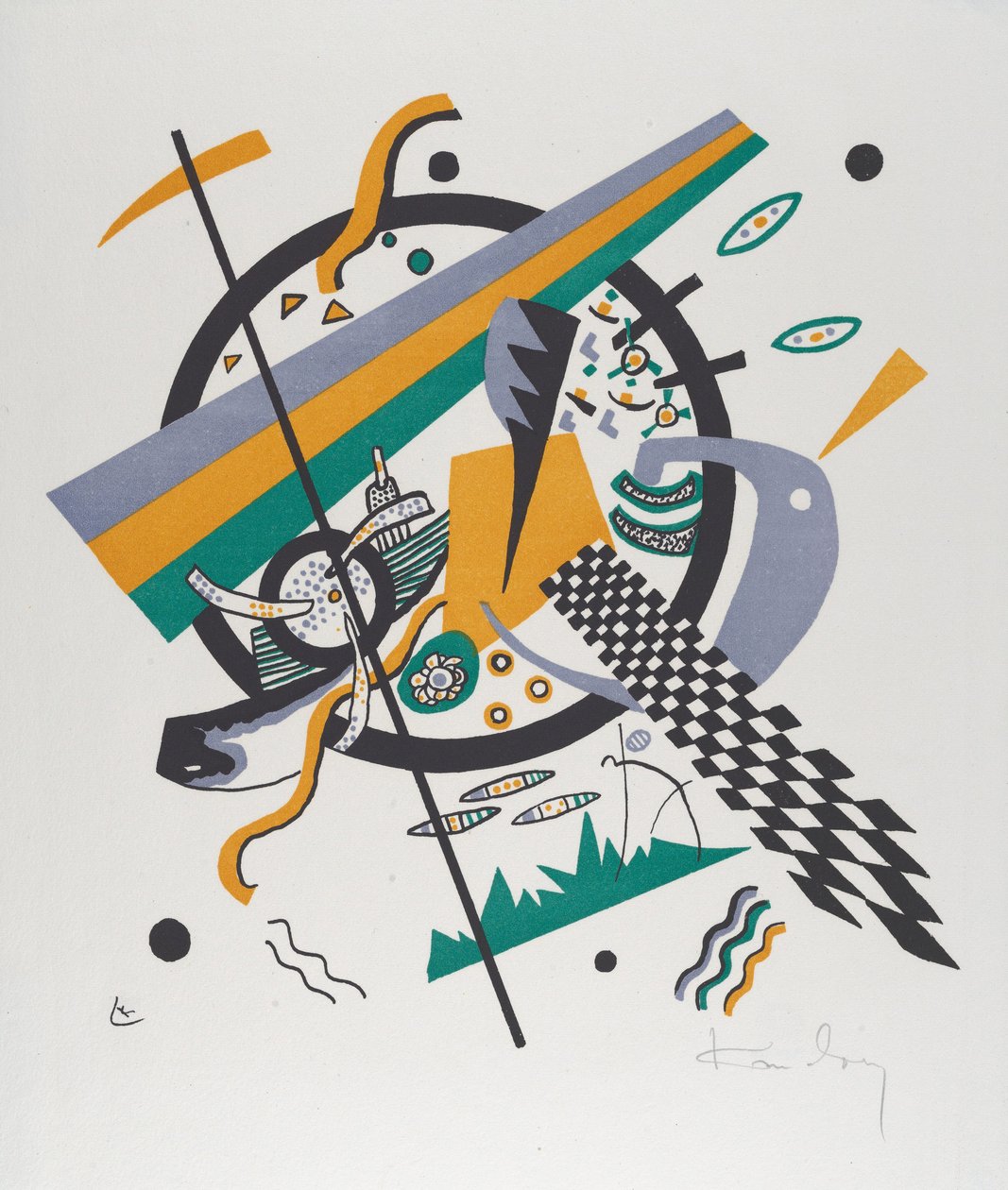 Kleine Welten IV（小世界IV），1922年（平版印刷为绿色和橙色） 作者 瓦西里·康定斯基