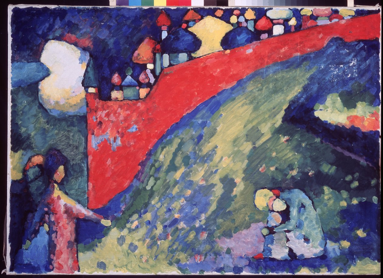 "命运。一堵红墙"（《命运》），瓦西里-康定斯基（或 Wassily Kandinski 或 Kandinskij）的画作 作者 瓦西里·康定斯基