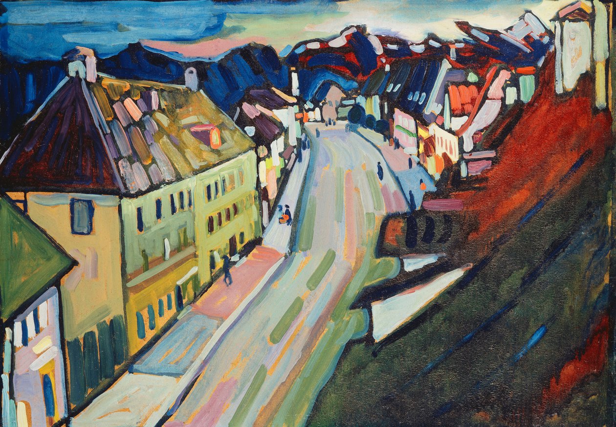 默瑙-上市场街； Marnau-Obermarkt 作者 瓦西里·康定斯基