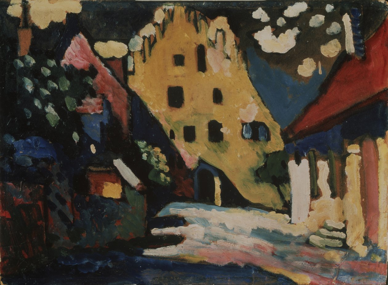 Murnau。城堡院子，1908年 作者 瓦西里·康定斯基