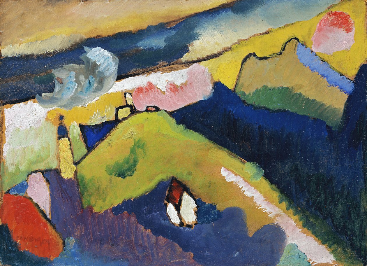 穆瑙教堂山风景，1910年 作者 瓦西里·康定斯基