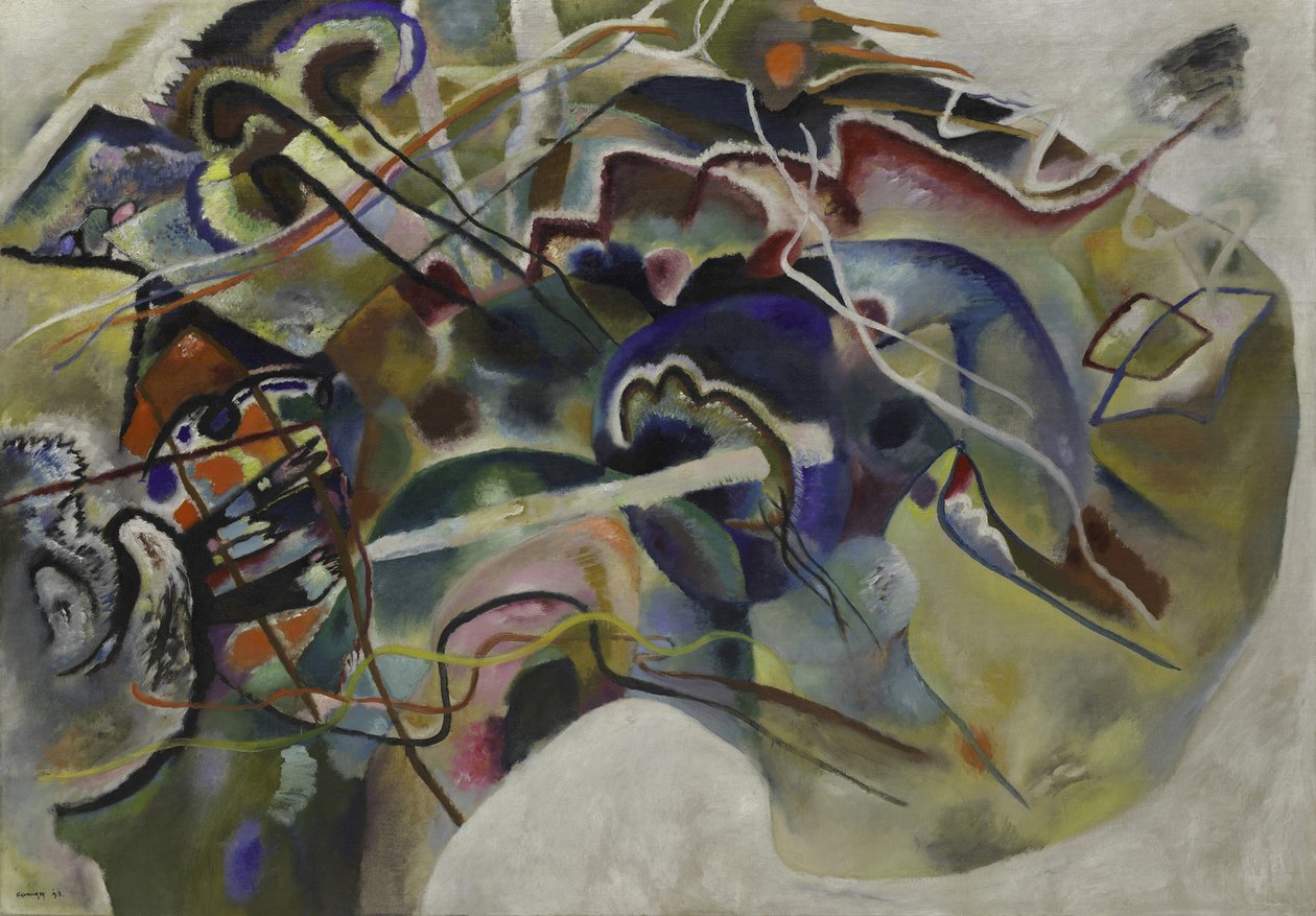 带白色边框的绘画，1913年 作者 瓦西里·康定斯基