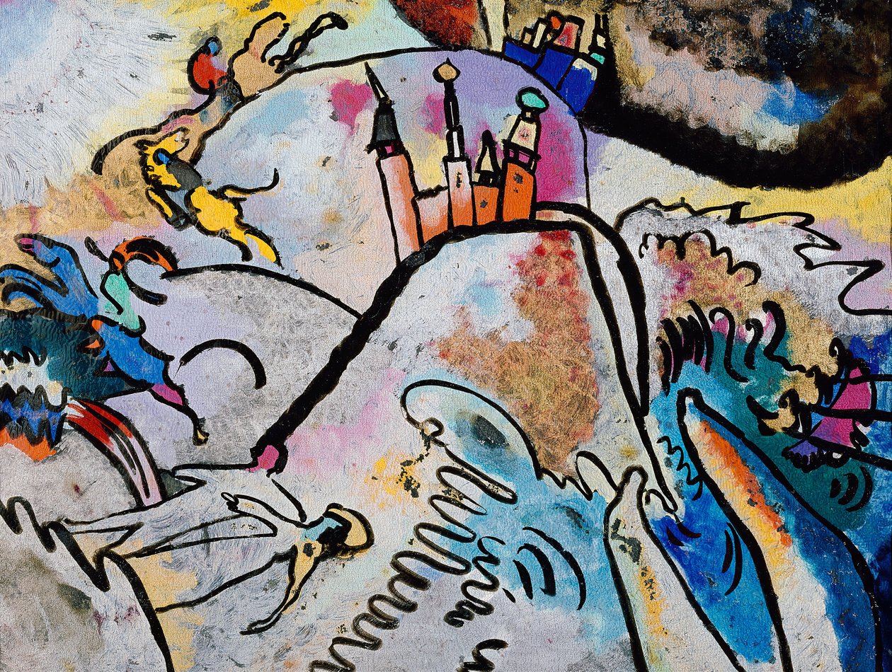 与太阳作画，1911年。 作者 瓦西里·康定斯基