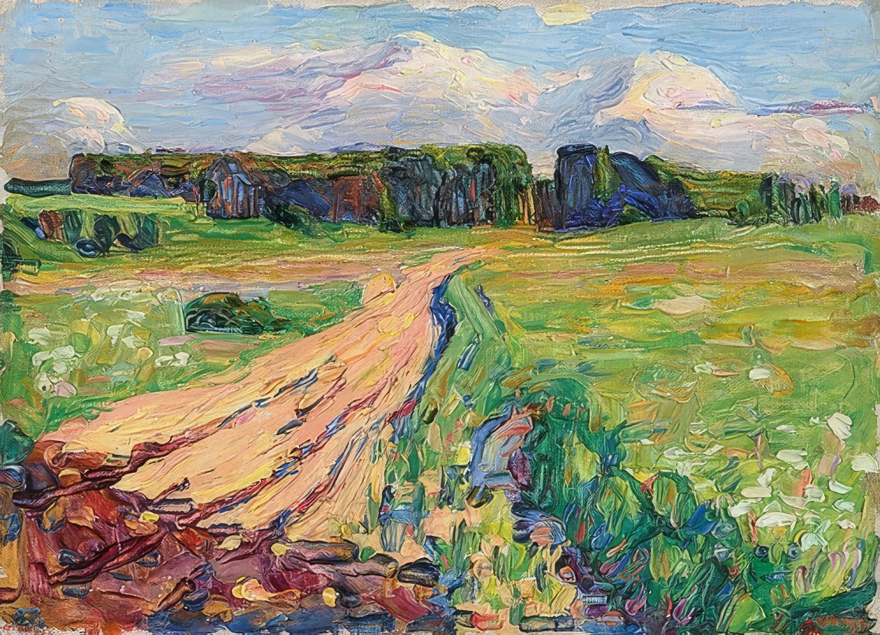 Planegg I.慕尼黑附近的风景。约于1901年 作者 瓦西里·康定斯基