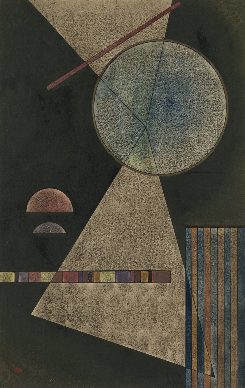 ""Point de rendez vous"" (Meeting point) Aquarelle et gouache de Vassily Kandinsky (ou Wassily Kandinski ou Kandinskij 作者 瓦西里·康定斯基