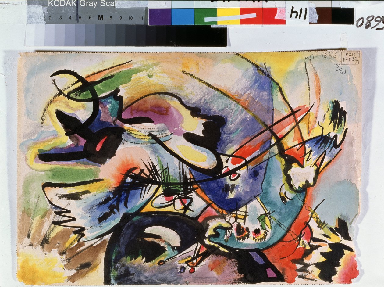 "瓦西里-康定斯基（或 Wassily Kandinski 或 Kandinskij）的绘画作品 "红与黑 作者 瓦西里·康定斯基