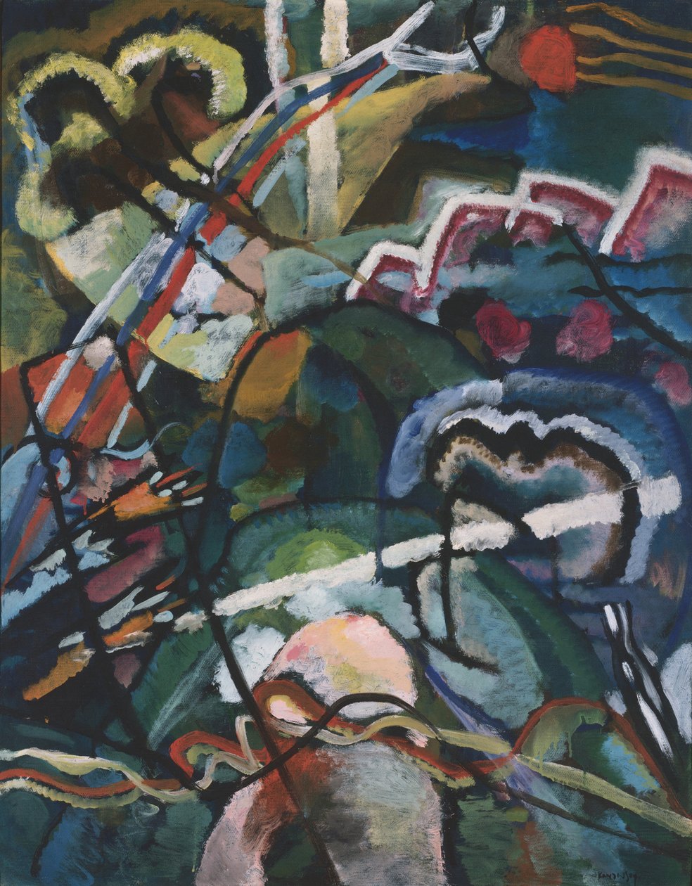 素描I，带有白色边框的绘画I，带有白色边框的绘画，1913年 作者 瓦西里·康定斯基