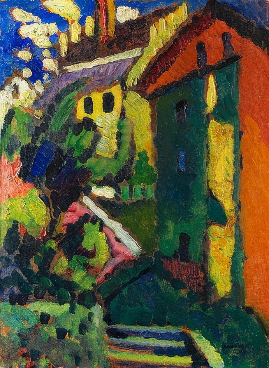 通往城堡（穆尔瑙）的楼梯。 1909年 作者 瓦西里·康定斯基