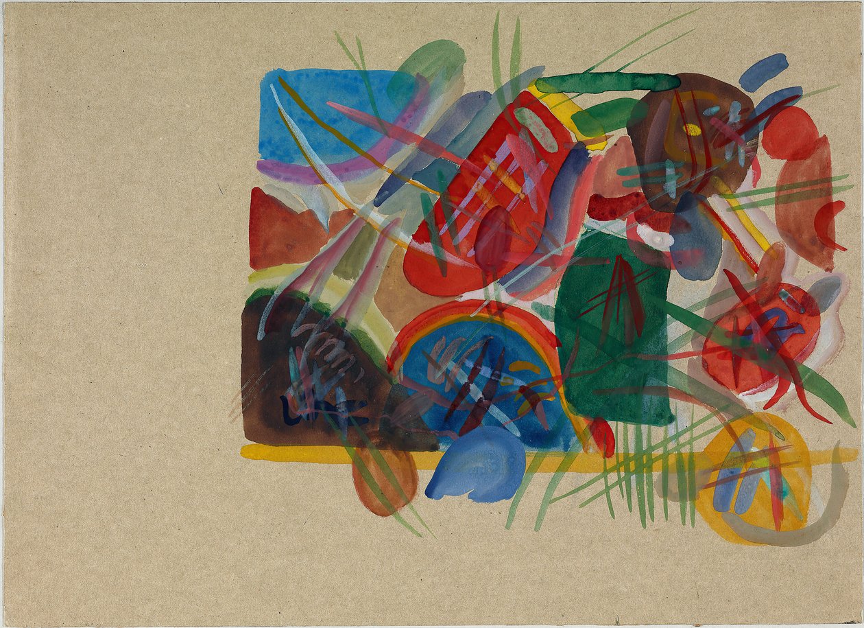 水彩画 有森林和彩虹，1913年。 作者 瓦西里·康定斯基